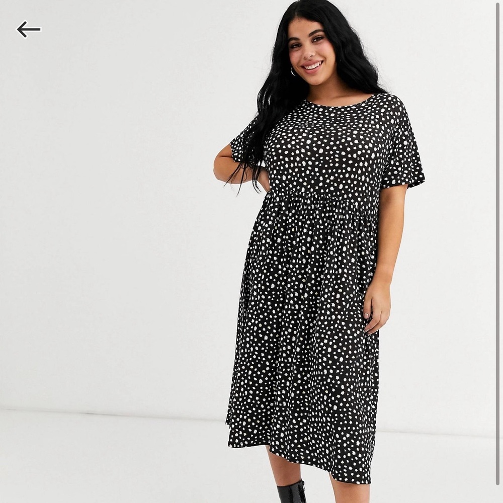 ASOS curve midi smock dress in smudge spot print